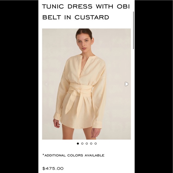 2022 spring Marissa Webb pax linen henley tunic Dress with obi belt - Picture 3 of 14